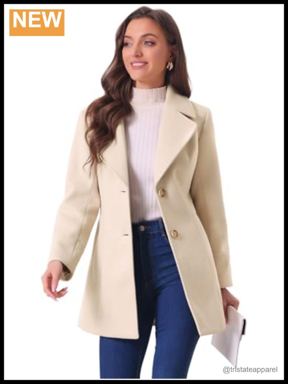 Wool Blend Overcoat Notch Collar Single Breasted Winter Coat
